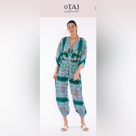 DIANA JUMPSUIT - AQUA GRECIA TILE size M NEW NO TAG. MSRP $415 sale !! - Picture 1 of 12
